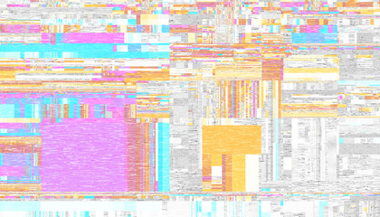 Aufkleber - Abstract creative glitch overlay texture. Geometric pixel pattern of a digital glitch on transparent background, digital pattern