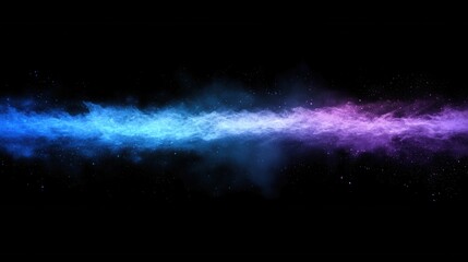 Poster - Abstract Nebula Formation in Deep Space, Cosmic Dust and Gas Clouds, Blue and Purple Gradient, Horizontal