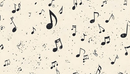 Poster - Simple musical notes scattered on textured background.
