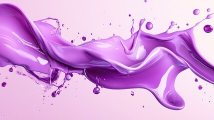 Poster - Deep flowing purple waves with liquid gloss texture, evoking motion, elegance, and visual richness