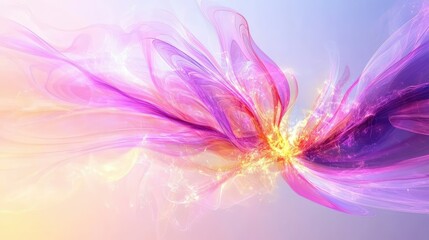 Poster - Rich violet liquid swirls forming elegant abstract waveforms with soft glow and subtle motion
