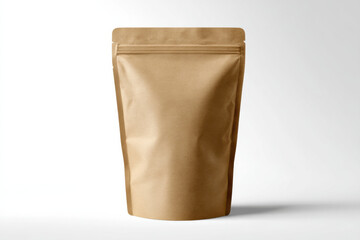 Poster - Kraft paper stand-up pouch with zipper, ideal for coffee beans, tea, or snacks.  Clean, minimalist design, perfect for branding and packaging mockup. : Generative AI