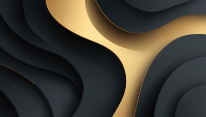 Fototapete - Abstract background with elegant, flowing, dark-grey and gold curves, creating a luxurious and sophisticated design, ideal for premium branding or modern presentations. : Generative AI