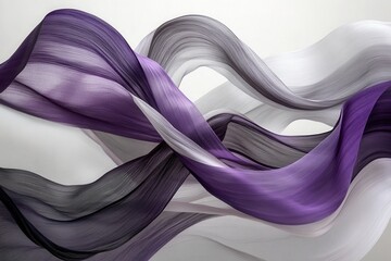 Poster - Abstract flowing fabric waves in purple gray and white studio shot for background or design element modern art