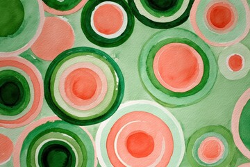 Fototapete - Vibrant circles in concentric patterns, painted in soft colors.
