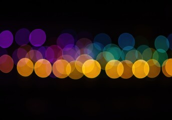Poster - Colorful bokeh lights create an abstract pattern against a dark backdrop with a festive feel