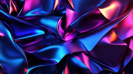 Aufkleber - Abstract shimme metallic fabric with vibrant purple pink blue hues and flowing glossy textures, high resolution background or decorative design element
