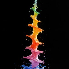 Poster - rainbow paint splash tower against black backdrop studio shot abstract art colorful liquid motion dy