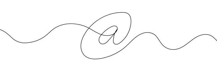 Aufkleber - One a at sign social media notification. Black and white monochrome continuous single line art. Email message account profile send illustration sketch outline drawing.