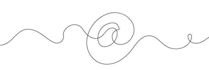 Aufkleber - One a at sign social media notification. Black and white monochrome continuous single line art. Email message account profile send illustration sketch outline drawing.