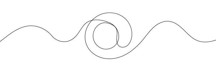Aufkleber - One a at sign social media notification. Black and white monochrome continuous single line art. Email message account profile send illustration sketch outline drawing.