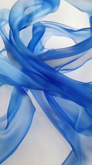 Poster - flowing blue fabric abstract close-up still life studio shot sheer textile design concept background