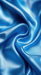 Poster - Abstract Close-up of Flowing Blue Satin Fabric with Soft Light and Smooth Texture for Elegant Backgrounds and Designs