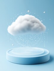 Poster - Cloud computing concept art on platform with data points in blue background digital illustration
