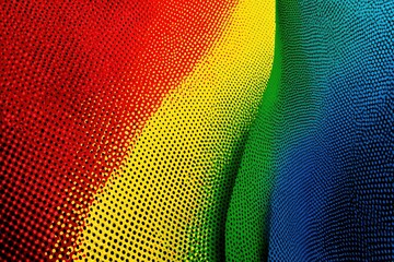 Poster - Rainbow colored halftone pattern creating wavy stripes