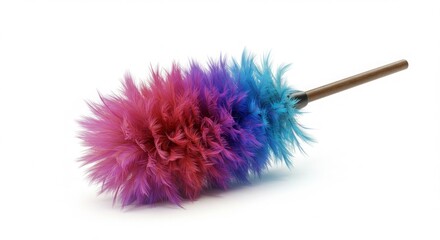Poster - Colorful feather duster on white background, for cleaning or home decor concept