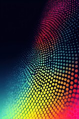 Fototapete - Colorful dots creating wavy pattern on dark background