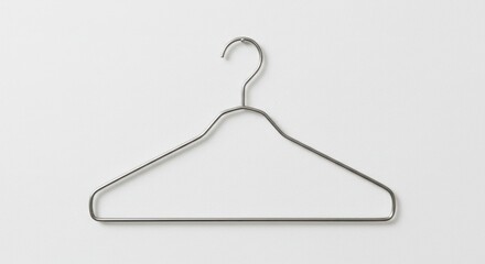 Poster - Minimalist silver metal clothes hanger isolated on a clean white background