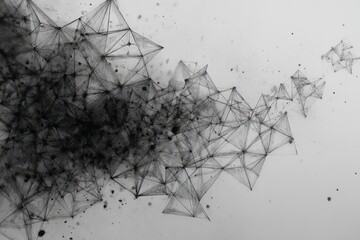 Fototapete - Abstract design of interconnected polygonal shapes in shades of gray.