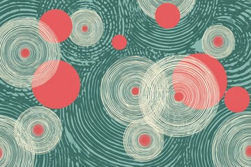 Fototapete - Abstract design with concentric circles and vibrant dots.