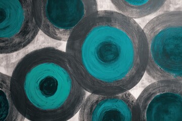 Fototapete - Abstract design with overlapping teal and gray circles.