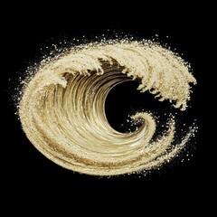Poster - Golden wave abstract art on black background studio shot design element luxury concept