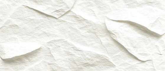 Poster - Close-up of White Crumpled Paper Texture Background Showing Folds and Creases in a Neutral Tone for Graphic Design and Artistic Projects