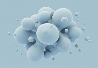Poster - A cluster of connected spheres in a light blue color scheme creates an abstract design