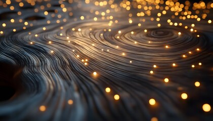Poster - Abstract design with glowing particles and flowing lines.