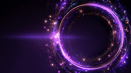 Poster - Vector illustration. Violet portal flair round circle with sparkles and glow in the dark.
