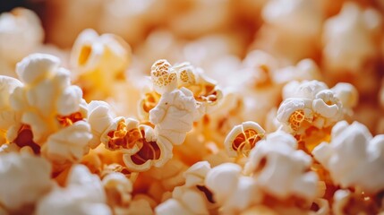 Poster - Close-up of delicious, fluffy popcorn kernels.