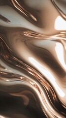 Poster - Smooth and Fluid Metallic Abstract Texture for Creative Backgrounds and Design Elements in Warm Tones and Shimmering Highlights