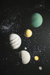 Poster - Planets in cosmic space with stars and dust clouds artistic rendering astronomy exploration science fiction
