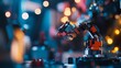 © quanlun - Robotic arm assembling precision metal parts in automated factory, advanced manufacturing technology and industrial automation concept.