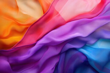 Poster - Multicolored layers gracefully waving over a vibrant backdrop create a stunning visual display, multi coloured layers waving over vibrant background