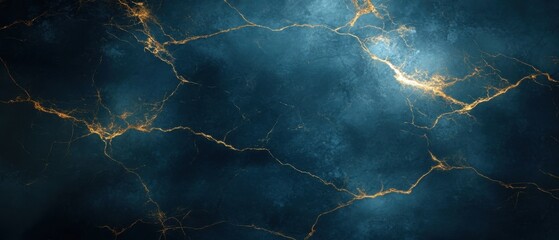 Poster - Elegant Blue Marble Texture with Gold Veins Abstract Background Close Up Artful Design High Angle View