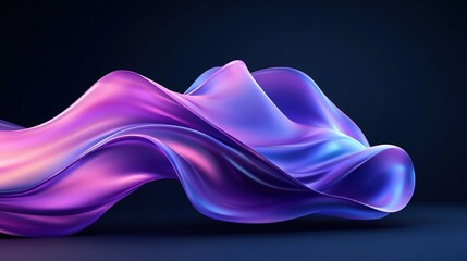 Aufkleber - Abstract flowing fabric with smooth curves in vibrant purple and blue shades on dark background for modern art or digital design inspiration
