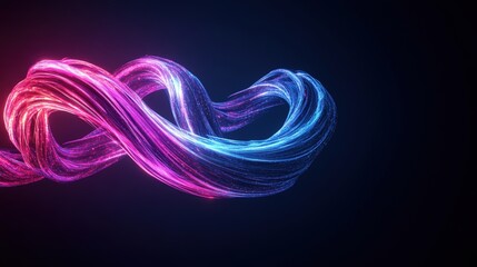 Aufkleber - Vibrant neon light trails swirling in dynamic overlapping shapes with glowing pink and blue colors on a dark background for digital art and futuristic design