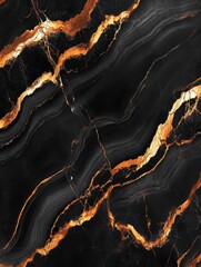 Poster - Striking Black Marble Texture with Gold Veins Close Up Abstract Art Style Background Design Element