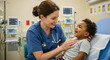 © RIZHAL - Doctor talking to child patient in hospital