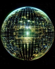 Poster - Digital Earth Globe Network Glowing in Space Abstract Representation of Global Connectivity and Data Transfer Futuristic Technology Concept
