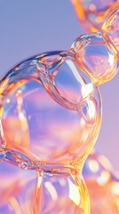 Poster - Abstract Macro of Interconnected Soap Bubbles Reflecting Light with Dreamy Pastel Background in Studio