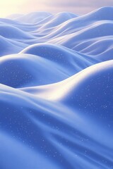 Poster - Abstract Snow Dunes Landscape in Blue and White Tones Aerial View Winter Season Frosty Weather Cold Climate Serene Scene Minimalist Style