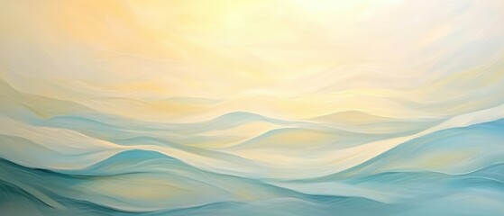 Poster - Abstract Ocean Waves Painting in Pastel Colors Serene Coastal Art Illustration Calm Sea Surface Artwork Gentle Water Texture Background