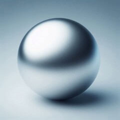 Fototapete - A luminous silver sphere casts a subtle shadow against a cool, neutral blue background sphere.