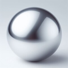 Fototapete - A smooth silver sphere reflects light in gradients against a pale background, creating depth.