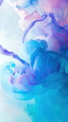 Poster - Abstract Fluid Art with Soft Blue and Purple Hues, Ethereal Background, Flowing Watercolor Swirls, Vibrant Blends, Dreamy Textures