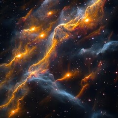 Poster - Dramatic nebula formation in deep space with glowing stars cosmic dust and gas clouds astronomical view