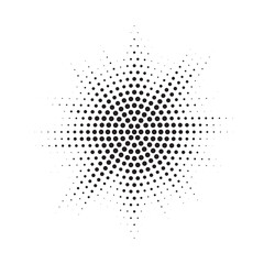 Leinwandbilder - Burst Halftone light effect. Glowing light burst. abstract grunge halftone dots background. Vector illustration.