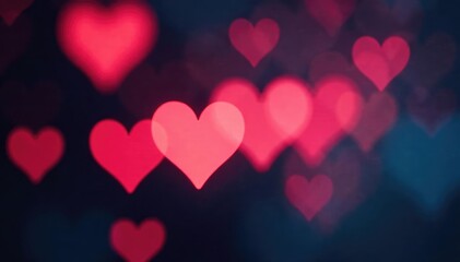 Abstract blurred hearts bokeh lights on dark background , pattern, love, bokeh